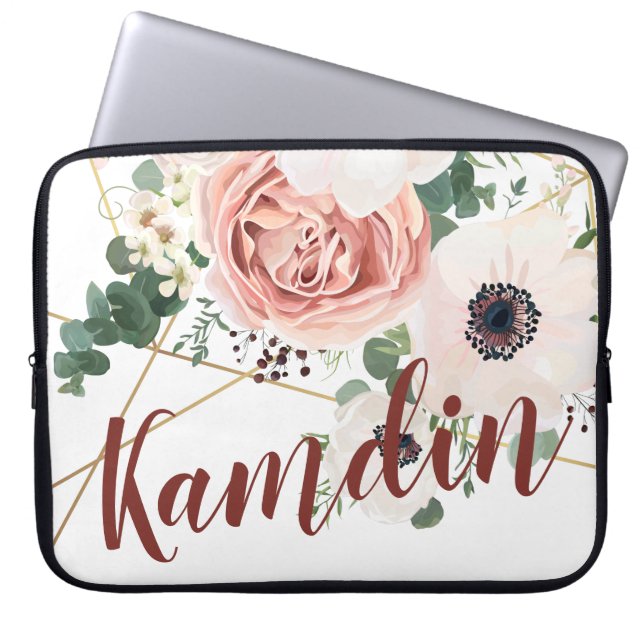 Personalized Laptop Case Geometric Garden Rose (Front)