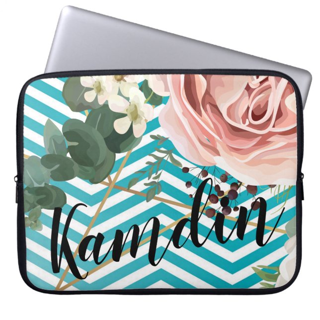 Personalized Laptop Case Geometric Rose Chevron Te (Front)