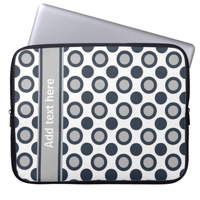 Personalized Laptop Sleeve:Black Silver Polka Dots Laptop Sleeve (Front)