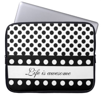 Personalized Laptop Sleeve:Black White Polka Dots Sleeve