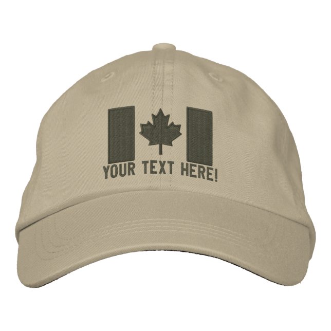 Personalized Large Canadian Flag Embroidery Embroidered Baseball Hat (Front)