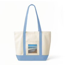 Personalized large tote bag with beach wave scene
