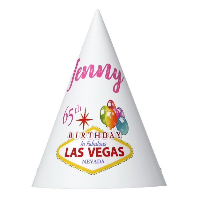 Personalized Las Vegas 65th Birthday Party Hat (Front)