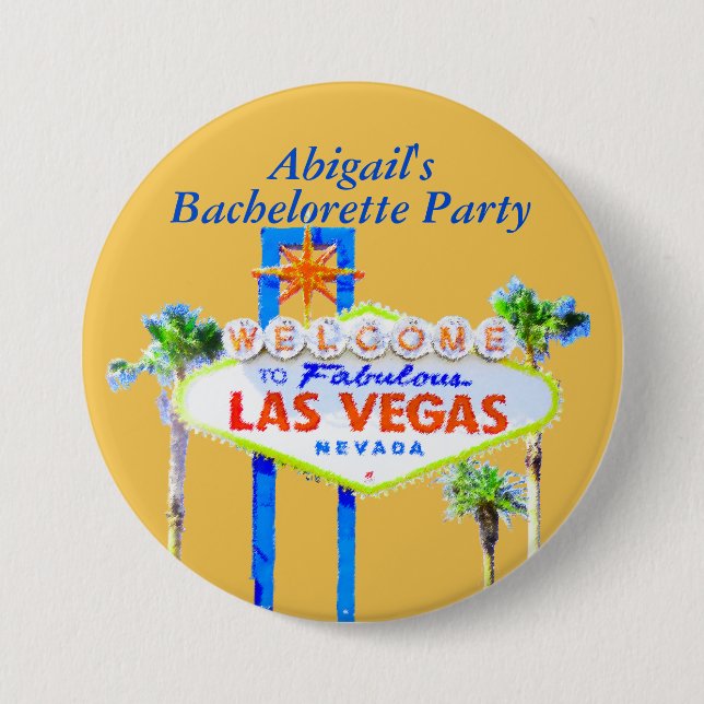 Personalized Las Vegas Bachelorette Pinback Button (Front)