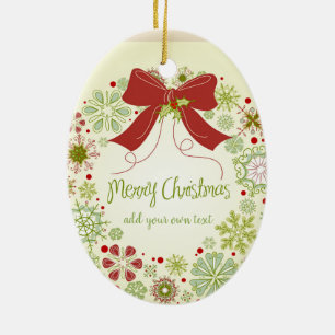 Personalized Las Vegas Christmas Ribbon Ceramic Ornament