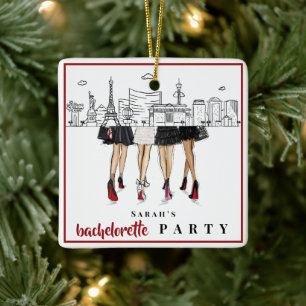 Personalized Las Vegas Skyline Bachelorette Party Ceramic Ornament