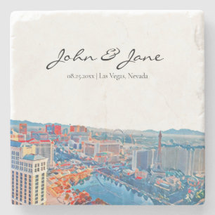 Personalized Las Vegas Skyline Stone Coaster