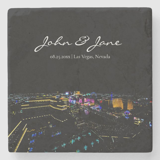 Personalized Las Vegas Skyline Stone Coaster (Front)
