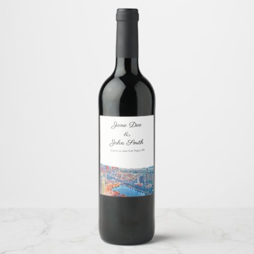 Personalized Las Vegas Skyline Wine Label