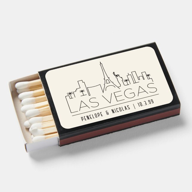 Personalized Las Vegas Wedding Favor Matchbox Matchboxes (Front Open)