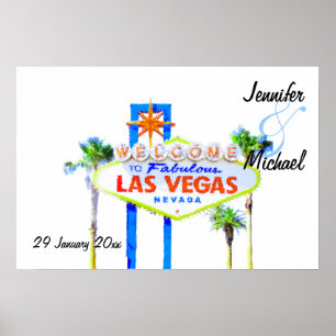 Personalized Las Vegas Wedding Reception Banner Poster