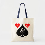 Personalized Las Vegas wedding tote bag<br><div class="desc">Personalized Las Vegas wedding party tote bag. Ace of spades poker wedding tote bag with King and Queen of hearts. Personalizable monogram letter for bride and groom. Cute idea for bride,  bridesmaids,  flower girl,  maid of honor etc..</div>