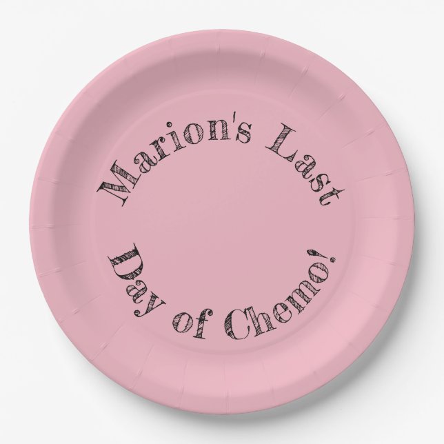 Personalized "Last Day of Chemo" Paper Plates (Front)