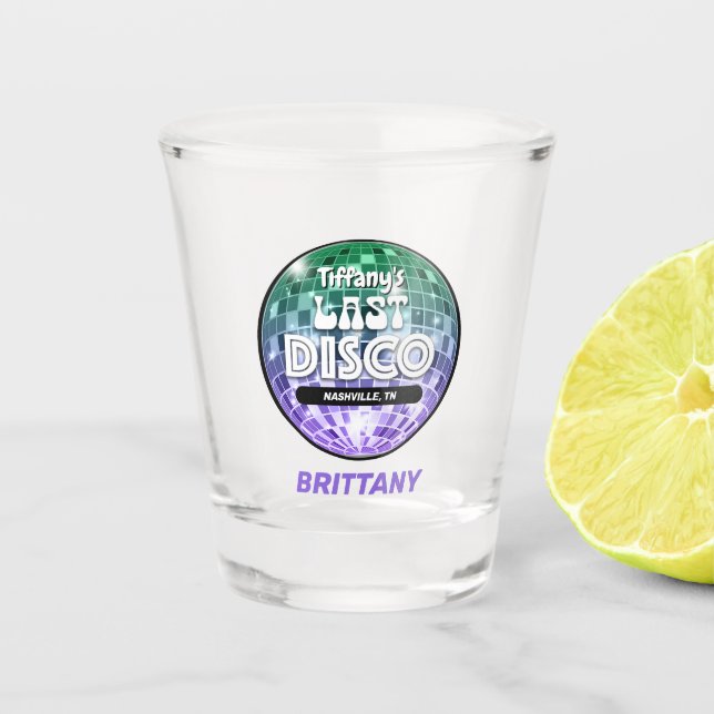 Personalized Last Disco Bachelorette Party Shot Glass (Front)