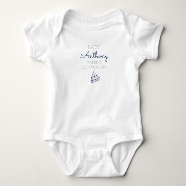 Personalized Last Name Announcement Baby Boy Hat Baby Bodysuit (Front)