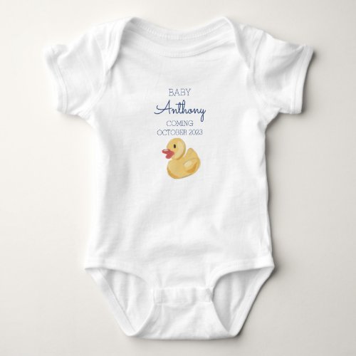 Personalized Last Name Announcement Baby Duck Baby Bodysuit