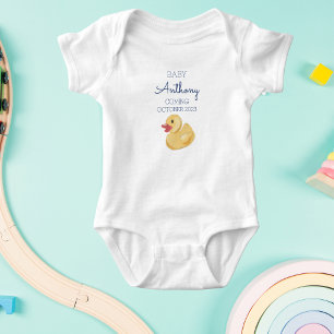 Personalized Last Name Announcement Baby Duck Baby Bodysuit