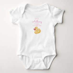 Personalized Last Name Announcement Baby Girl Duck Bodysuit