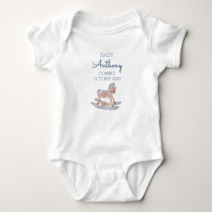 Personalized Last Name Baby Announcement Horse BL Baby Bodysuit