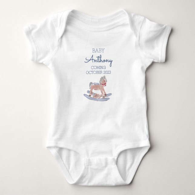 Personalized Last Name Baby Announcement Horse BL Bodysuit (Front)