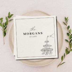 Personalized Last Name Champagne Sketch Napkins
