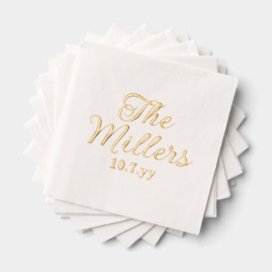 Personalized Last Name Custom Wedding Reception Foil Napkins