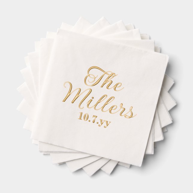 Personalized Last Name Custom Wedding Reception Foil Napkins (Insitu (Stacked))