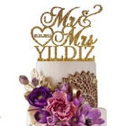 Personalized Last Name & Date Cake Topper w/Heart