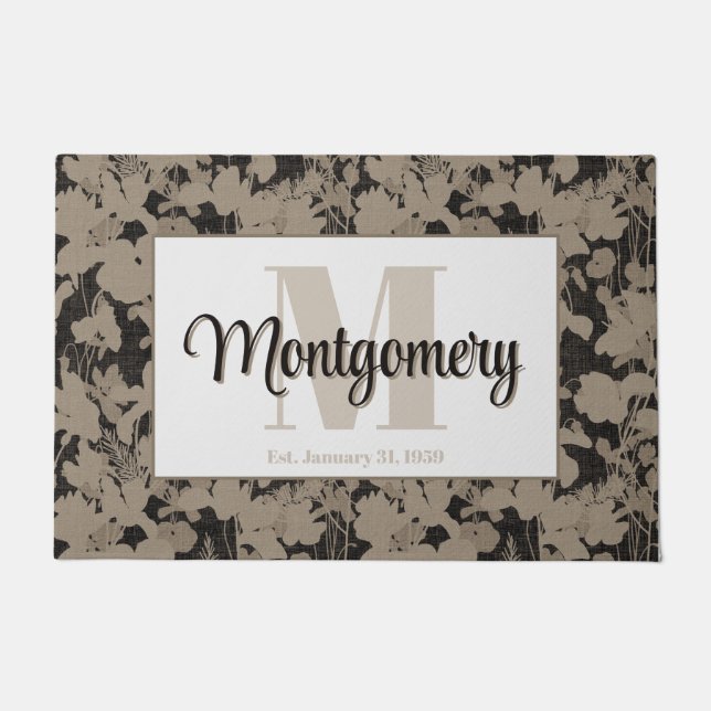 Personalized Last Name Door Mat Est Wedding Gift   (Front)