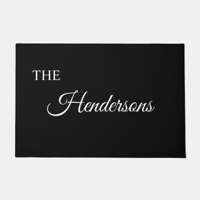Personalized Last Name Door Mat in Black (Front)