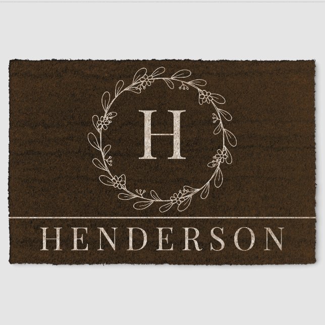 Personalized Last Name Doormat Family Welcome Fiber Doormat (Front)