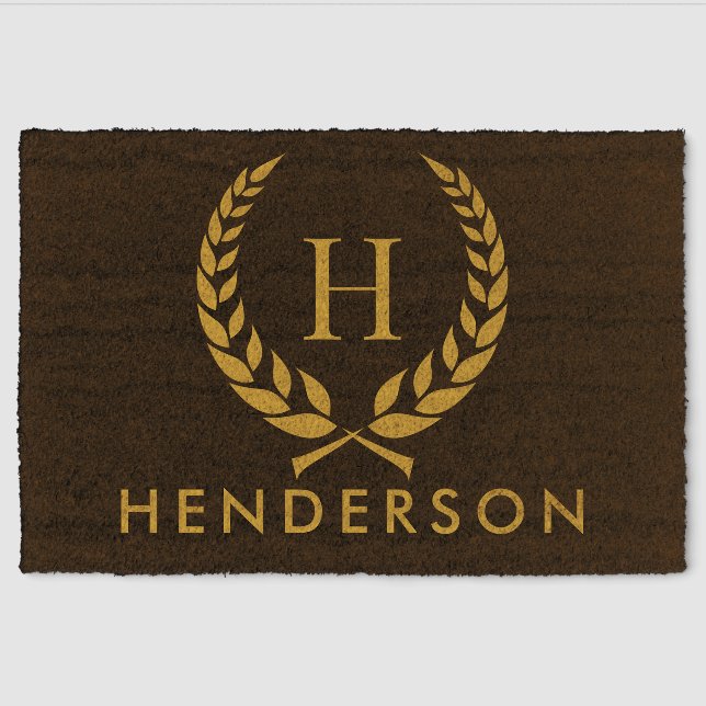 Personalized Last Name Doormat Family Welcome Fiber Doormat (Front)