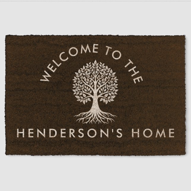 Personalized Last Name Doormat Family Welcome Fiber Doormat (Front)