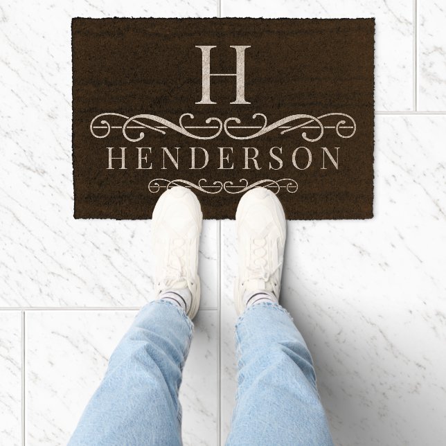 Personalized Last Name Doormat Family Welcome Fiber Doormat (Insitu)