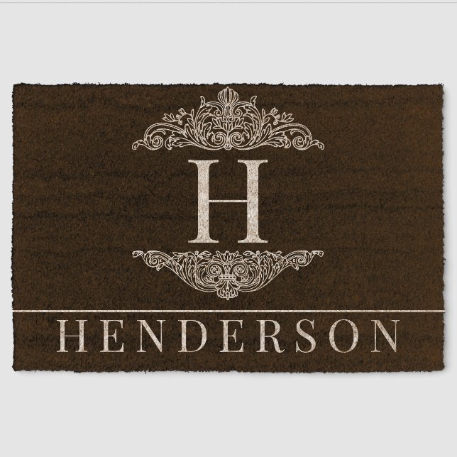 Personalized Last Name Doormat Family Welcome Fiber Doormat (Front)
