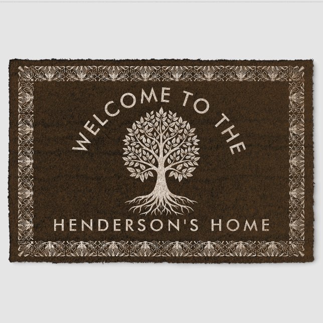 Personalized Last Name Doormat Family Welcome Fiber Doormat (Front)