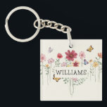 Personalized Last Name Floral Keychain<br><div class="desc">Personalized Last Name Floral Keychain</div>