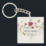 Personalized Last Name Floral Keychain<br><div class="desc">Personalized Last Name Floral Keychain</div>