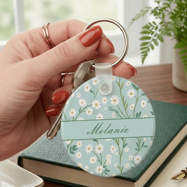 Personalized Last Name Floral  Keychain (Creator Uploaded)