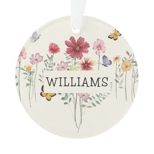 Personalized Last Name Floral Ornament