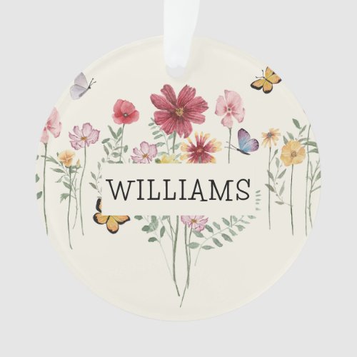 Personalized Last Name Floral Ornament