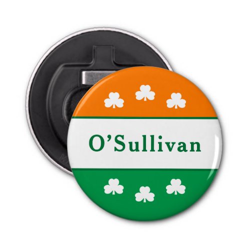 Personalized Last Name Ireland Flag Colors Bottle Opener