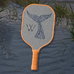 Personalized Last Name Nautical Whale Tail Art Pickleball Paddle<br><div class="desc">This adorable hand drawn whale's tail was composed using line art. It is so simple and yet, classy and sophisticated. The whale tail art looks spectacular with a custom gray background or any other complementary color. You may personalize this design with a monogram or last name. Perfect for any nautical...</div>