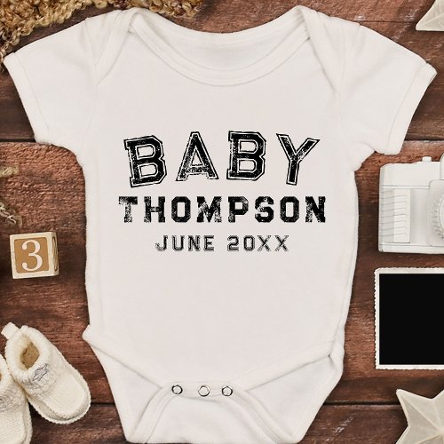 Personalized Last Name or First Name Announcement Baby Bodysuit