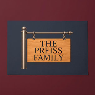 Personalized Last Name Wooden Hanging Sign Doormat