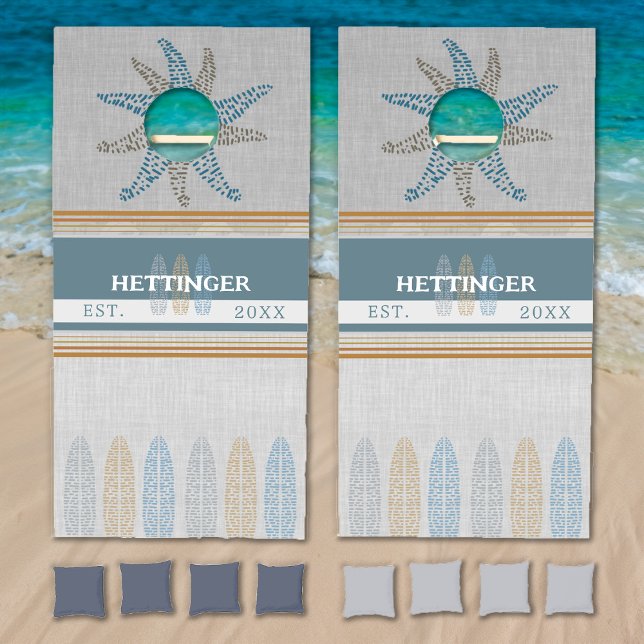 Personalized Last Name Year Surfing Cornhole Set (Personalized Last Name Year Surfing Cornhole Set)