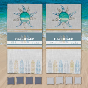 Personalized Last Name Year Surfing Cornhole Set