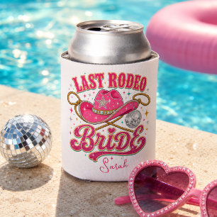 Personalized Last Rodeo Bride Squad Disco Cowgirl Can Cooler