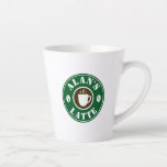 Personalized latte coffee mug gift with bean logo<br><div class="desc">Personalized latte coffee mug gift with bean logo. Fun drinkware present for friends and family. Make your own coffee cup for barista, son, husband, wife, daughter, mom, dad, sister, co worker, boss, colleague, teacher, coach etc. Funny Birthday gift ideas for him or her. Cone shaped latte mug with custom name....</div>