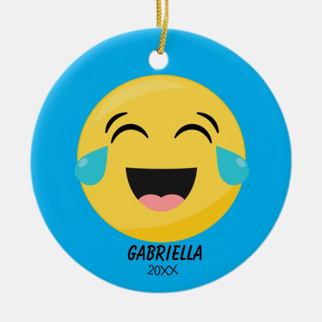 Personalized Laughing Out Loud Emoji Ornament (Front)